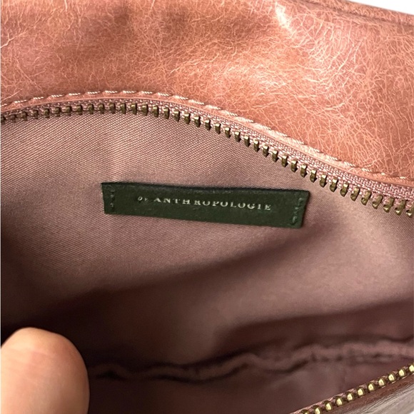 Anthropologie Half Moon Vegan Leather Crossbody Bag – Adjustable Strap – Brown